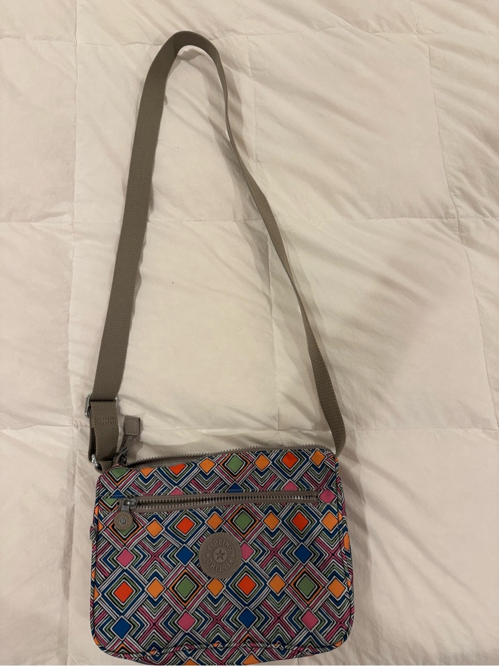 Kipling Multicolor Geometric Crossbody Shoulder Bag